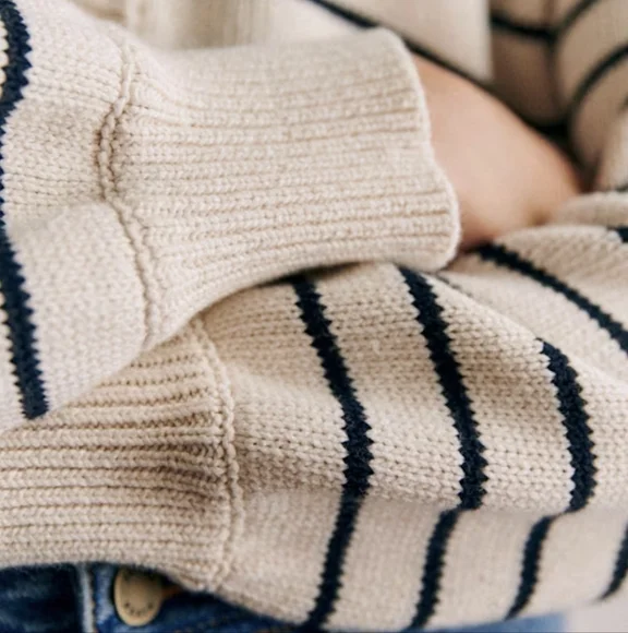 Sezane Leontine Jumper Ecru Navy Smal NWOT - Picture 3 of 10